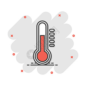 漫画风格的矢量温度计图标 目标标志插图象形文字 温度计业务飞溅效果概念季节乐器指标天气技术诊断实验室温度药品绘画图片