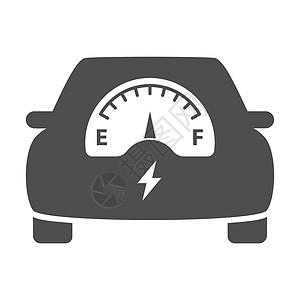 电动生态汽车 充电指示器图标隔离在白色背景上 用于 web 移动和用户界面设计的电动生态汽车平面图标 电动生态交通概念图片