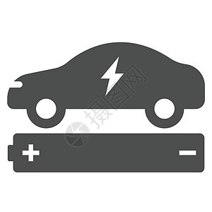 电动生态汽车与电池蓄电池图标隔离在白色背景 用于 web 移动和用户界面设计的电动生态汽车平面图标 电动生态交通概念电池绳索活力背景图片