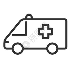 救护车迷你巴士轮廓矢量图标隔离在白色背景 用于 web 移动和用户界面设计的救护车平面图标 医疗保健概念图片
