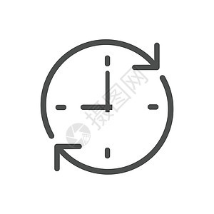 用于 web 和 ui 设计的带有圆形箭头矢量图标的时钟表盘 在白色背景上隔离的时钟表盘平面图标 时间就是金钱经营理念图片