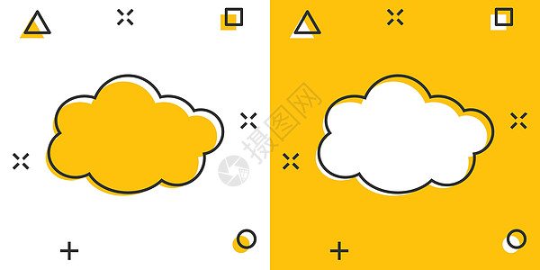 漫画风格的矢量卡通云天空图标 气泡符号插图象形文字 云业务飞溅效果概念预报天气气候蓝色托管航班网络天堂互联网横幅图片