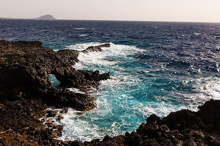 大西洋海洋野外海岸 特纳里费 加那利群岛 西班牙晴天海岸线旅行岩石天空海浪小岛太阳观光蓝色图片
