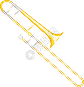 白色背景上孤立的 Trombone 矢量插图图片