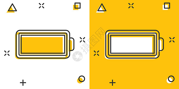 漫画风格的电池充电图标 白色孤立背景上的功率级卡通矢量插图 锂蓄电池飞溅效应的经营理念细胞化学品来源碱性充值金属电气力量充电器卡图片