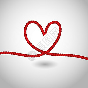 由绳索纹理红色矢量制成的心脏背景图片