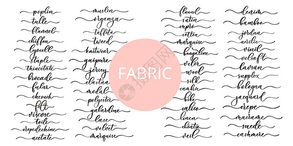 一套矢量书写文字 为商店布料和编织 标志和纺织品提供平滑的线条图片
