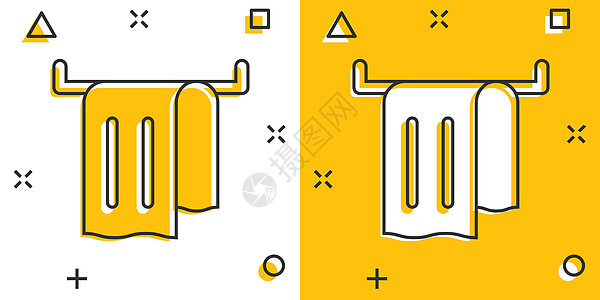 画作风格的卫生毛巾图标 白色孤立背景的洗衣布卡通矢量插图 洗涤喷洒效应商业概念清洁工沙龙面巾身体棉布浴室卡通片折叠抹布卫生间图片