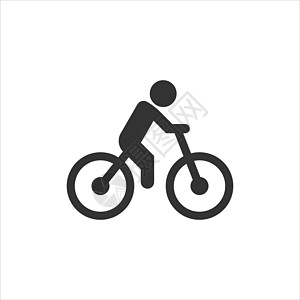 平面样式的自行车图标 自行车与人矢量插图在白色孤立的背景 车手的经营理念用户运输环境交通安全城市骑士运动车轮速度图片