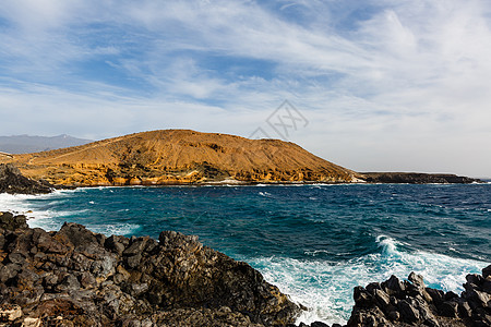 大西洋海洋野外海岸 特纳里费 加那利群岛 西班牙岩石热带太阳荒野天空观光晴天火山小岛蓝色图片