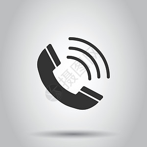 平面样式的电话图标 白色孤立背景上的电话矢量插图 移动热线经营理念服务细胞听筒商业扬声器拨号顾客技术讲话界面图片
