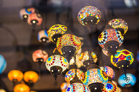 多彩多彩的土耳其马赛克混合灯 东方传统光店铺玻璃市场纪念品活力产品礼物旅行文化马赛克图片