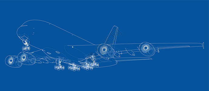 Airoplane 3D的矢量投影乘客货物运输车辆草图翅膀绘画旅行空气客机图片