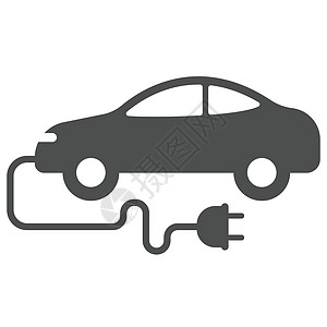 电动生态车与电线插头图标隔离在白色背景 用于 web 移动和用户界面设计的电动生态汽车平面图标 电动生态交通概念电气电池生物发动图片