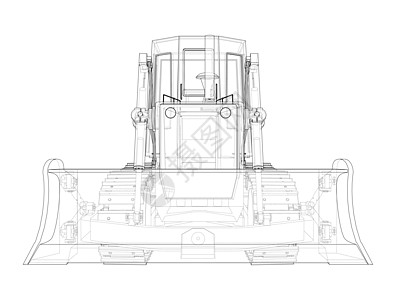 地球推土机 推土机矿业力量反铲工作车辆装载机插图金属技术蓝图图片