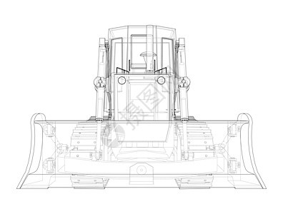 地球推土机 推土机矿业力量反铲工作车辆装载机插图金属技术蓝图图片