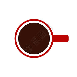 饮料视图顶部的杯子 平面样式 贺卡 横幅 海报的设计 矢量图派对圆形红色餐厅陶器液体咖啡插图咖啡杯棕色图片