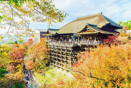 京都日本清美津寺的美丽建筑遗产地标建筑学游客寺庙文化旅行城市清水佛教徒图片