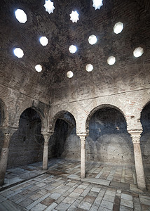 11世纪 阿拉伯浴室星星天花板旅行天空洗澡建筑正方形旅游棕褐色澡堂图片