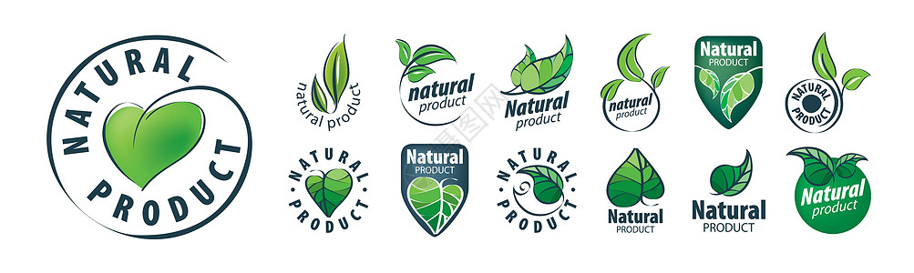 白色背景上的一组矢量图标天然产品标签质量环境徽章刷子生物邮票饮食横幅食物图片