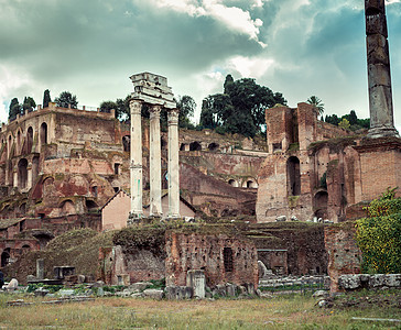 罗马的罗马废墟寺庙时间柱子历史性天空石头雕塑论坛建筑景观图片