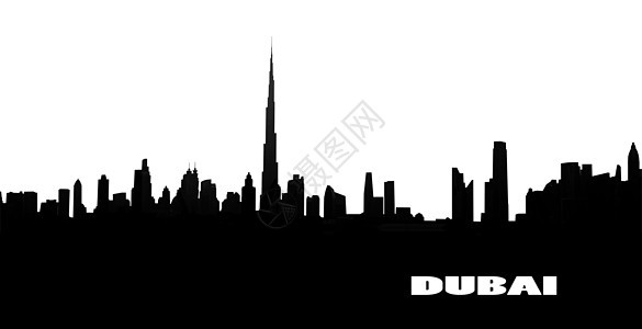 迪拜市的轮廓图片