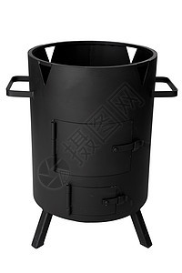 白色隔离的黑金属烧烤炉火盆野餐加热器烧烤金属家庭木炭烹饪器具屏幕图片