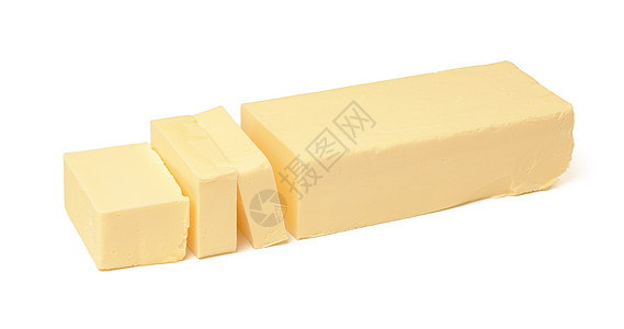 白色背景上孤立的黄油块块奶制品牛奶烹饪饮食食物生活状况脂肪工作室乳脂图片