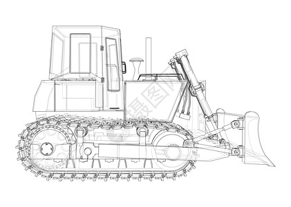 地球推土机 推土机车轮草图装载机反铲插图力量金属运输技术绘画图片