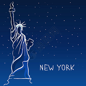 自由女神像 美国纽约访问雕像历史性爱国假期涂鸦建筑插图夹子星星图片