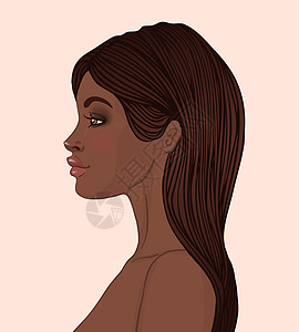 美丽的长头发的非裔美裔女人的肖像图片