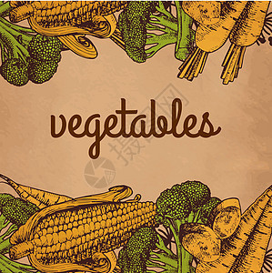 古老的复古农场新鲜招贴画设计生产市场收成蔬菜标签玉米海报产品农业食物图片