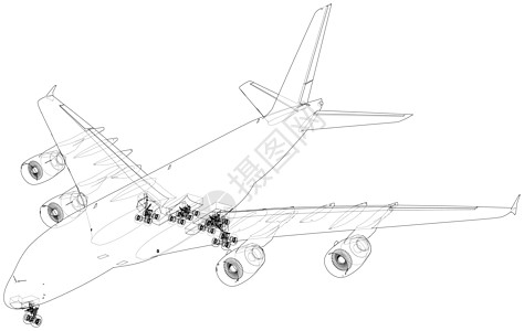 Airoplane 3D的矢量投影乘客速度涡轮插图客机绘画飞机场运输空气货物图片