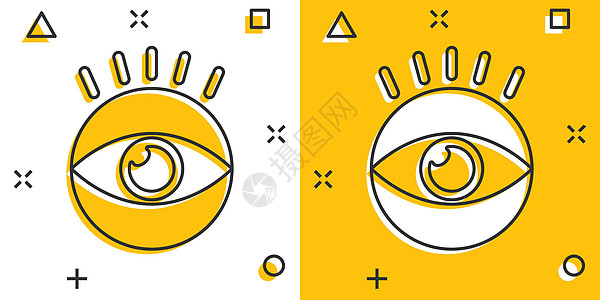 漫画风格的矢量卡通眼睛图标 眼球看标志插图象形文字 眼睛业务飞溅效果概念睫毛手表光谱科学男性商业网络白色解剖学药品图片