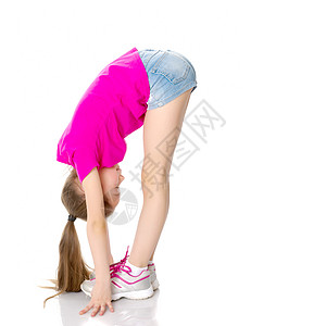 小女孩做麻绳闲暇快乐灵活性演员楼梯训练孩子杂技活动运动图片