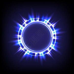 技术发光的 HUD 圈 灯和火花环 多彩的隧道 明亮的边框 魔法传送门 发光和闪烁的漩涡 矢量插画家 高科技数据工程师背景图片