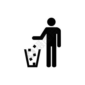 垃圾符号 不要乱扔垃圾的标志 垃圾图标 白色背景上的标志 平面矢量图孩子商业环境回收夫妻人士黑色按钮商务标签图片