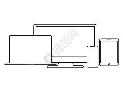电子装置图标集 矢量插图 平面设计技术电话网络屏幕笔记本推介会手机手表网站监视器图片