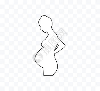怀孕妇女 直线图标 矢量插图 平坦妈妈母性女性女孩姿势幸福父母数字家庭婴儿图片