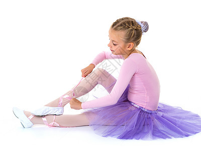 小女孩穿芭蕾舞鞋班级地面芭蕾舞演员学校体操教育锻炼姿势孩子图片