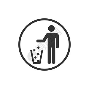 垃圾符号 不要乱扔垃圾的标志 垃圾图标 白色背景上的标志 平面矢量图孩子人士标签警告篮子插图女士垃圾桶环境洗手间图片
