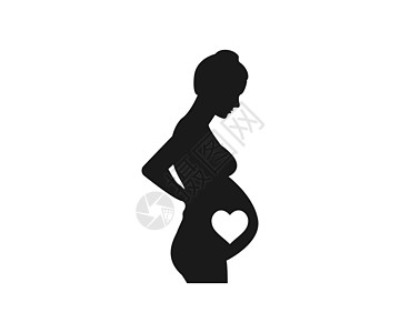 怀孕妇女 双影图标 矢量插图 平坦卡通片腹部女士孩子生日卡片艺术身体父母母亲图片