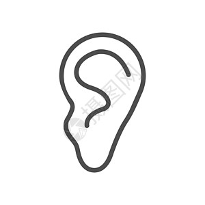 人类耳朵图标 矢量插图 平板设计窃听声学网络网站白色洞察力倾听者器官听觉艺术图片