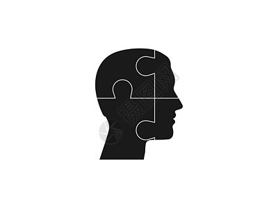 人头 拼图图标 矢量插图 平面设计专注战略挑战头脑风暴知识分子白色心理学教育解决方案图片