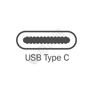 Usb 端口图标 Usb 类型 C 矢量图解 平面设计图片