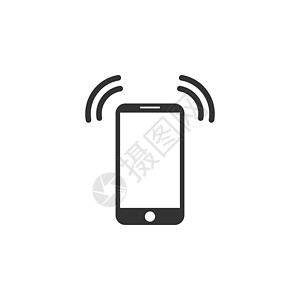 智能手机图标 平面设计 电话连接符号 矢量插图技术黑色展示网络上网屏幕细胞药片黑与白海浪图片