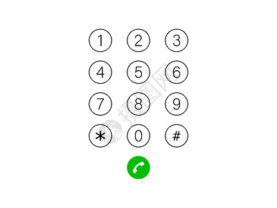界面键盘 数字图标 矢量插图 平面设计拨号用户机动性药片通讯软垫商业技术纽扣字母图片
