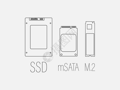 SSD mSATA M2 SSD 图标 矢量图 平面设计插图记忆服务器技术备份连续剧速度笔记本电脑硬件图片