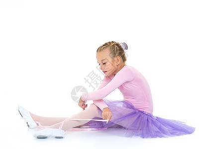 小女孩穿芭蕾舞鞋教育训练芭蕾舞戏服地面孩子短裙编舞锻炼工作室图片