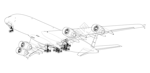 Airoplane 3D的矢量投影力量卡通片运输航空公司插图翅膀航班旅游乘客飞机图片